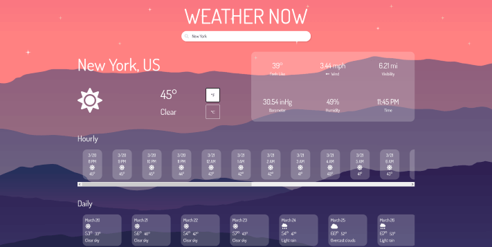 Weather Now website screenshot