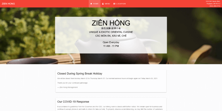 Zien Hong website screenshot